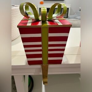 Ballard Designs Gift Box Stocking Holder, Red and White Stripes